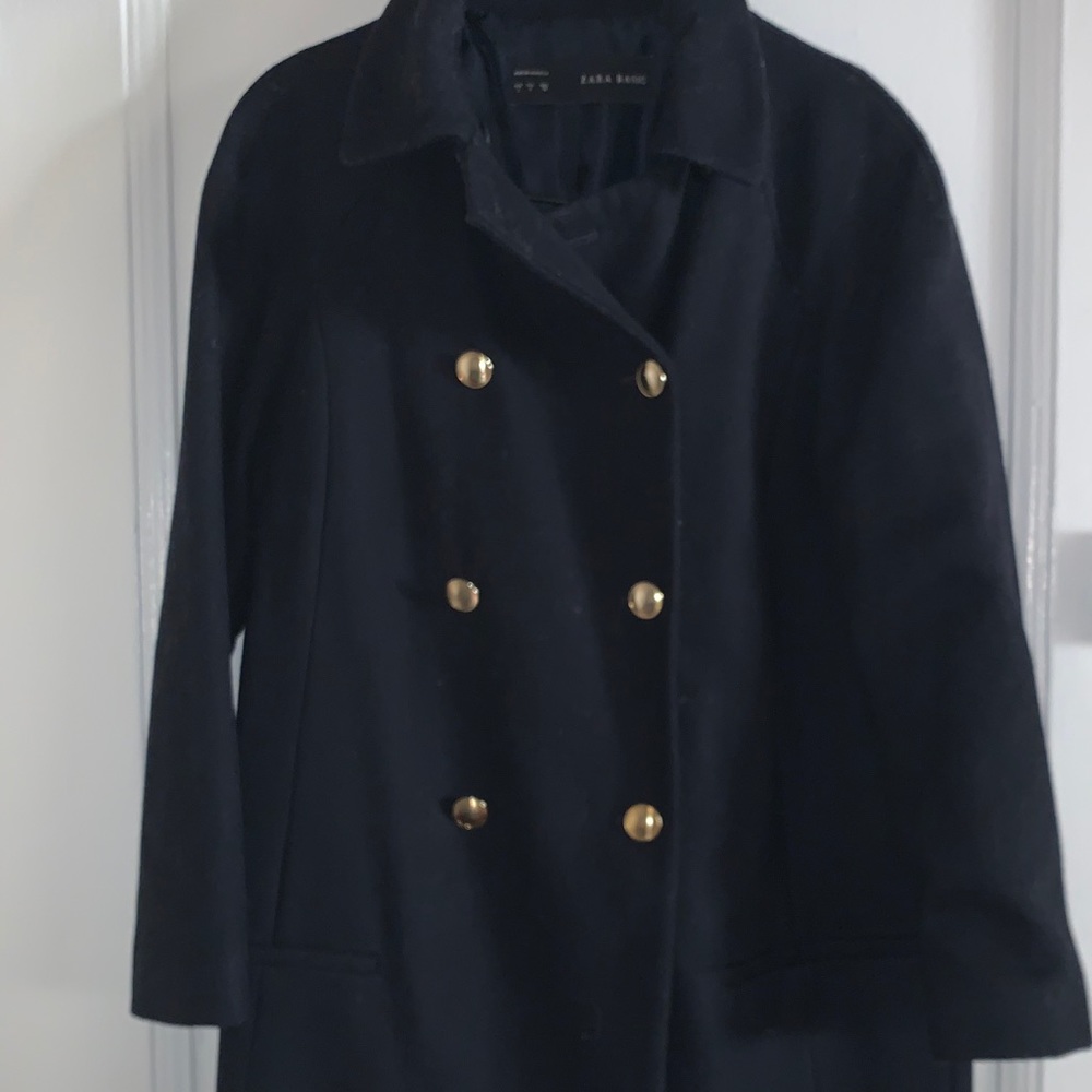 Zara Goldtone Button PeaCoat
